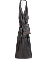 Lemaire - Pleated Leather Apron Dress - Lyst