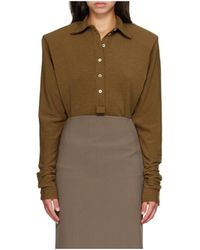 Mugler - Bat-Sleeve Polo Bodysuit - Lyst