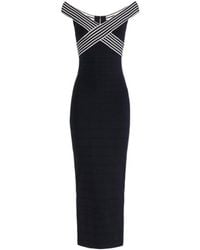Elisabetta Franchi - Striped Bands Knit Long Dress - Lyst