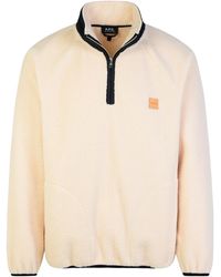A.P.C. - High-Neck Logo Patch Fleece Sweatshirt - Lyst