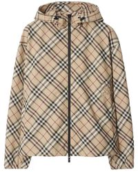 Burberry - Checked Hooded Zip-Up Jacket - Lyst