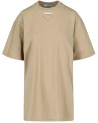 Prada - Logo Triangle Crewneck T-Shirt - Lyst