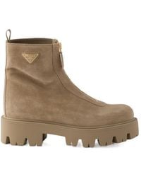 Prada - Triangle-Logo Zipped Boots - Lyst