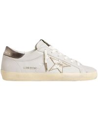 Golden Goose - Super-Star With Crackle Leather Star And Metallic Foiled Leather Heel Tab - Lyst