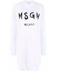 MSGM - Logo-Print Cotton Jumper Dress - Lyst