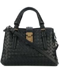 Bottega Veneta - Nero Intrecciato Calf Mini Roma Bag - Lyst