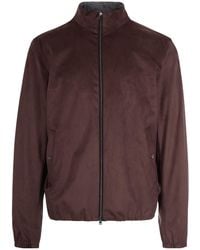 Herno - Suede-Texture Casual Jacket With High Collar - Lyst