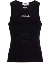 MSGM - Logo Cotton Blend Tank Top - Lyst
