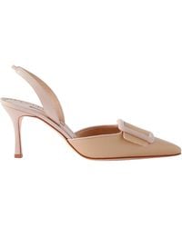 Manolo Blahnik - Lizard-Effect Leather Slingback Pumps - Lyst