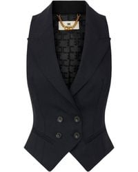 Elisabetta Franchi - Double-Breasted Lettering-Print Waistcoat - Lyst