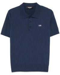 DSquared² - D2 Logo Embroidered Knitted Polo Shirt - Lyst
