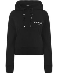 Balmain - Logo Cotton Drawstring Hoodie - Lyst