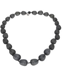 Emporio Armani - Beaded Logo Plaque Necklace - Lyst