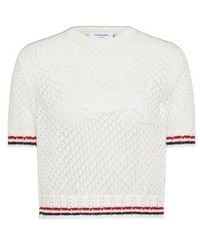 Thom Browne - Hector Pointelle Knitted T-Shirt - Lyst