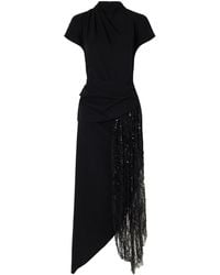 STAUD - Bead-Embellished Crepe Midi Dress - Lyst