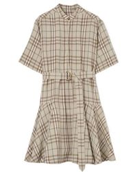 Burberry - Check Linen Blend Dress - Lyst