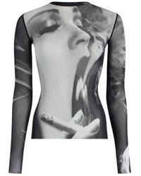 Jean Paul Gaultier - Smoking Print Mesh Top - Lyst
