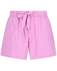 Tekla - High-Waist Drawstring Poplin Shorts - Lyst