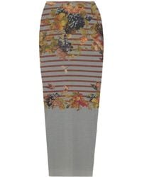 Jean Paul Gaultier - Striped Floral Midi Skirt - Lyst