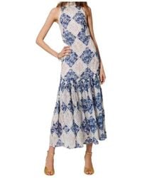 Twinset - Floral Print Long Ramie Dress - Lyst