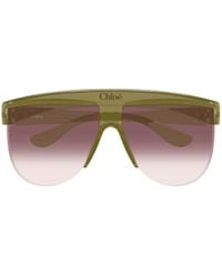 Chloé - Chloé Eyewear Explorer Geometric-Frame Logo Lettering Sunglasses - Lyst