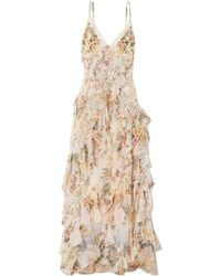 CAMILLA - Lace-Trimmed Ruffled Floral-Print Silk-Chiffon Maxi Dress - Lyst
