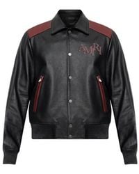 Amiri - Logo Patch Leather Jacket - Lyst