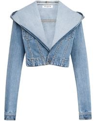 Alaïa - Alaïa Hooded Cropped Denim Jacket - Lyst