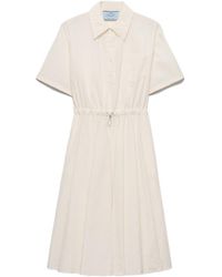 Prada - Short-Sleeved Technical Pongé Dress - Lyst