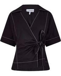 Ganni - Wrap Blouse Ld99 - Lyst