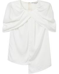 Stella McCartney - Draped Shoulder Asymmetric Satin Top - Lyst