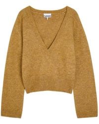 Ganni - Blended Brushed Wool Knit Sweater - Lyst