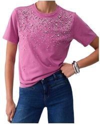 Liu Jo - Embellished Round-Neck T-Shirt - Lyst