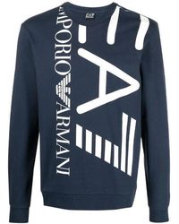 EA7 - Logo-Print Round Neck Sweatshirt - Lyst