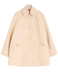 Valentino - Logo Plaque Button-Up Peacoat - Lyst