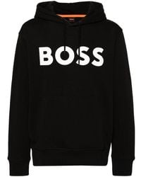 BOSS - Boss Logo Printed Drawstring Hoodie - Lyst