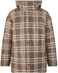 BOSS - Plaid Hooded Wool-Blend Padded Coat - Lyst