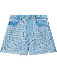Stella McCartney - Mid-Rise Denim Bouclé Shorts - Lyst