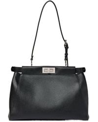 Fendi - My Peekaboo Medium Leather Bag Embroidered With Mirrors - Lyst