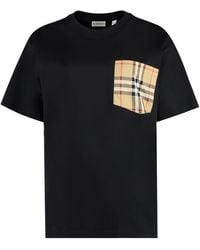 Burberry - Check Pocket Crewneck T-Shirt - Lyst