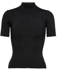 Oscar de la Renta - Ribbed-Knit Silk-Blend Top - Lyst