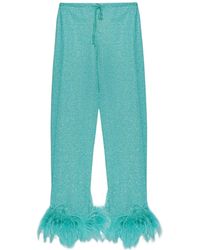 Oséree - Feather-Trimmed Straight-Leg Trousers - Lyst