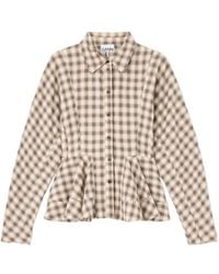 Ganni - Peplum Checked Shirt - Lyst