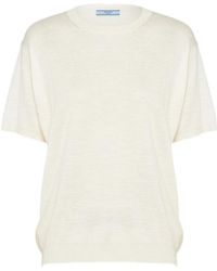 Prada - Logo-Jacquard Short-Sleeved Jumper - Lyst