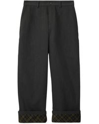 Burberry - Logo Embroidered Straight Leg Trousers - Lyst