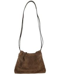 Brunello Cucinelli - Suede Drawstring Shoulder Bag - Lyst