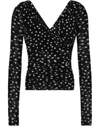 Dolce & Gabbana - Polka-Dot Tulle Top With Wrap-Front Neckline - Lyst