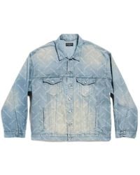 Balenciaga - Logo-Print Denim Jacket - Lyst