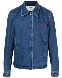 Ami Paris - Logo Denim Jacket - Lyst