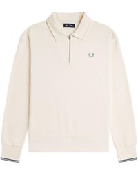 Fred Perry - Half Zip Collared Sweatshirt - Lyst